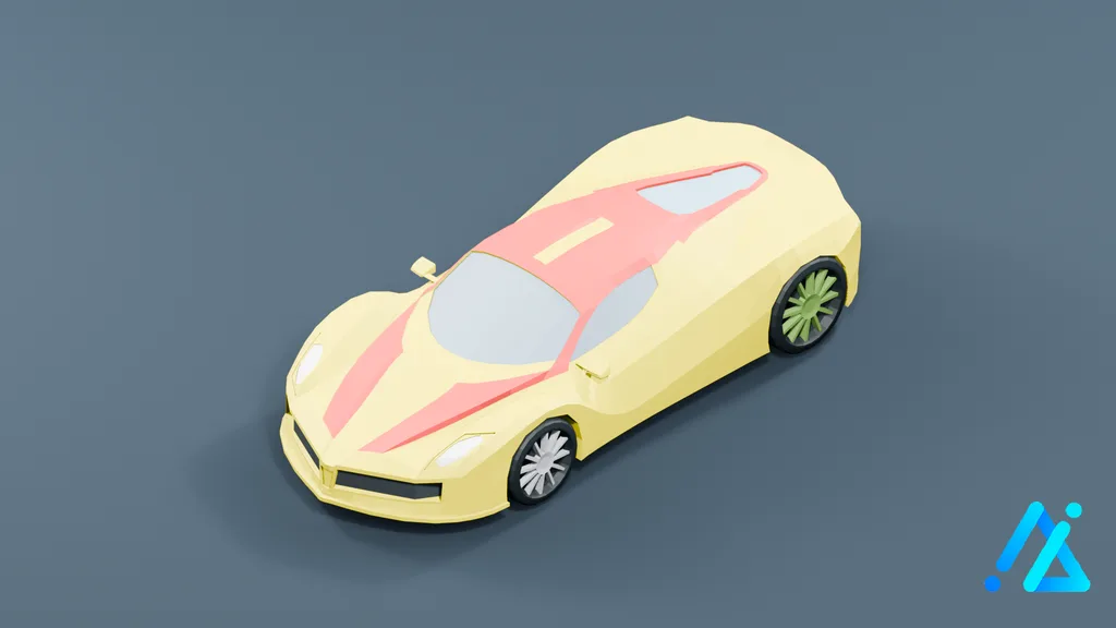 Low-Poly Sports Car 02 — 3D model preview