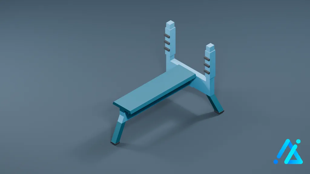 Low-Poly Exercise Bench 02 — 3D model preview