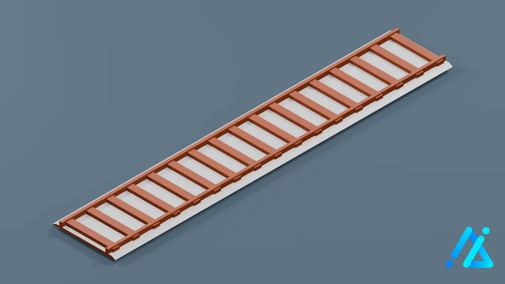 Low-Poly Rail Track Section 01 — 3D model preview