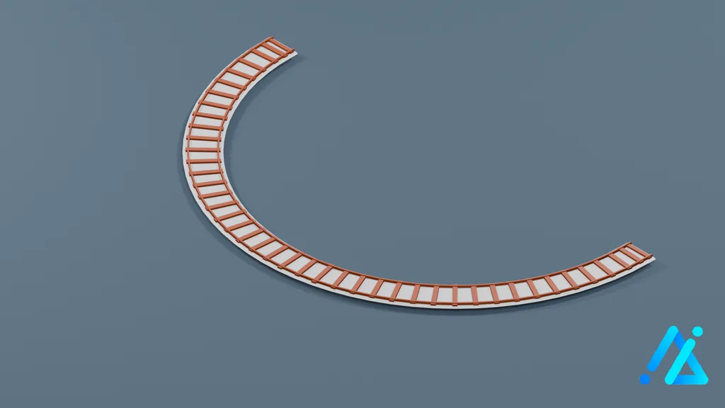 Low-Poly Rail Track Section 02 — 3D model preview
