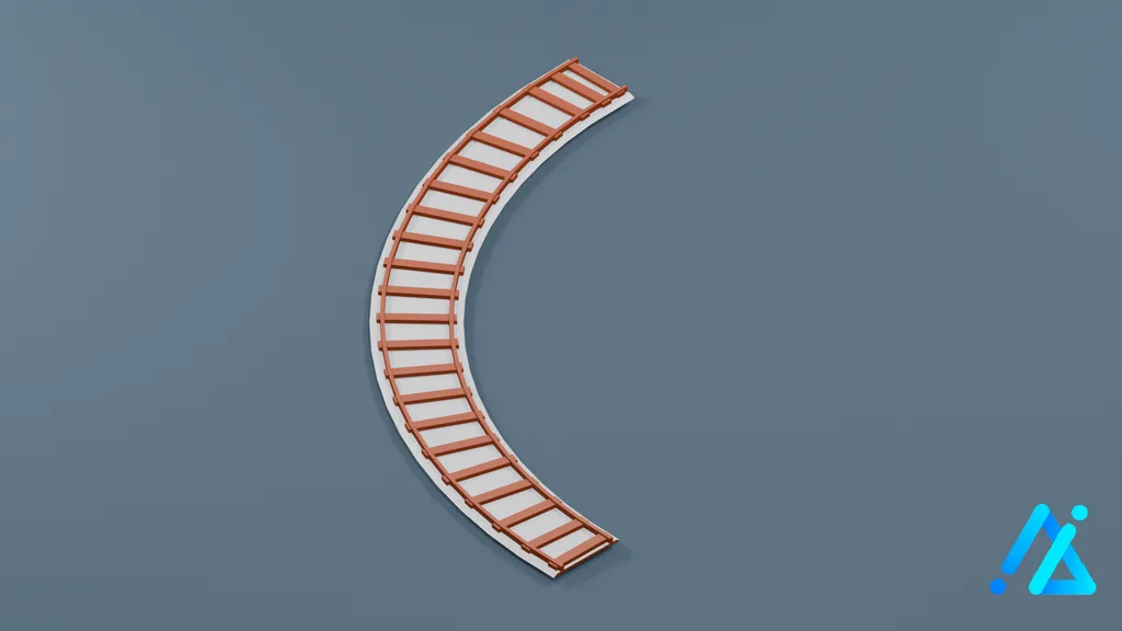 Low-Poly Rail Track Section 03 — 3D model preview