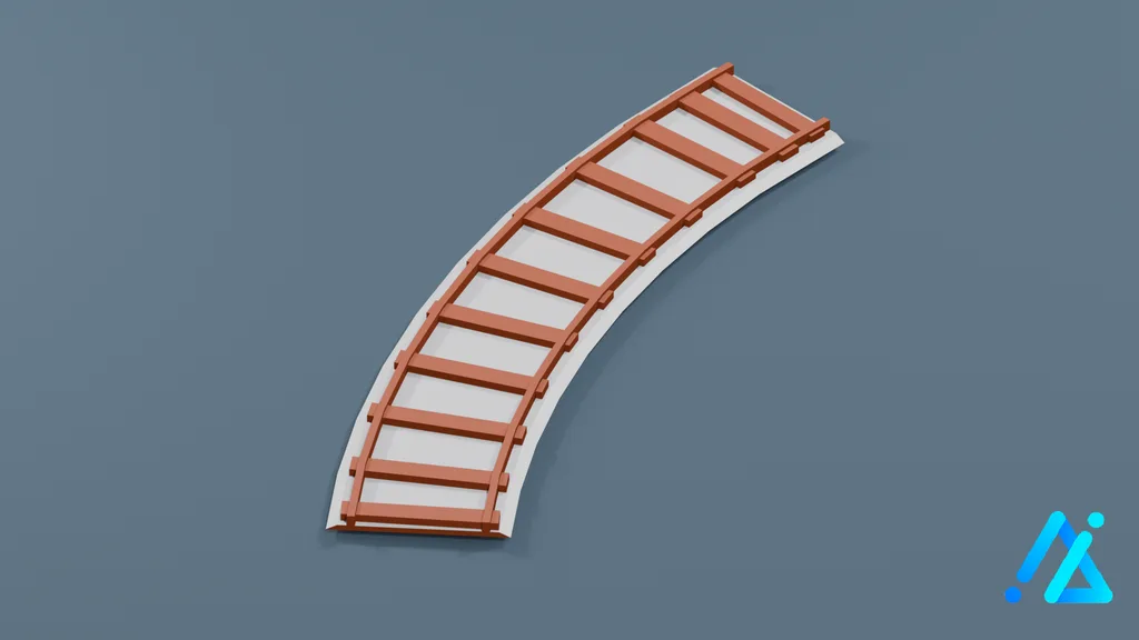 Low-Poly Rail Track Section 05 — 3D model preview