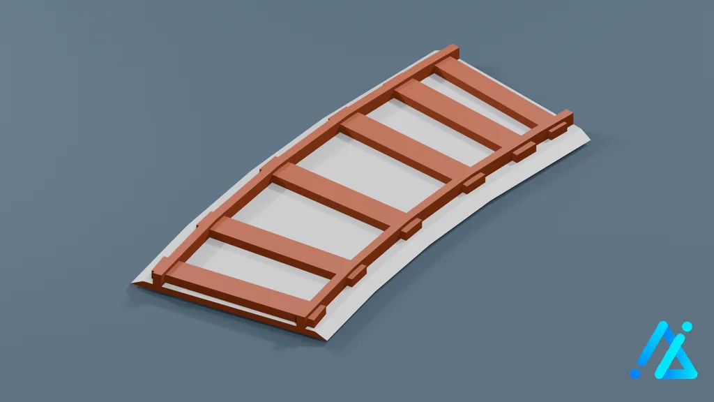 Low-Poly Rail Track Section 06 — 3D model preview