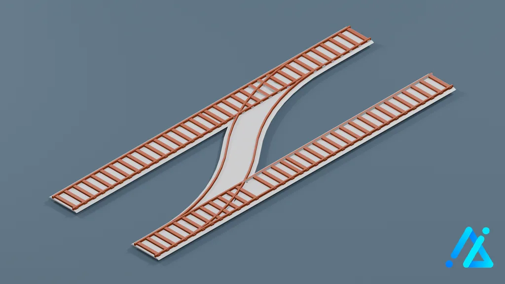 Low-Poly Rail Track Section 07 — 3D model preview