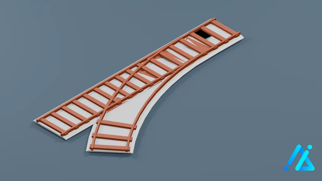 Low-Poly Rail Track Section 08 — 3D model preview