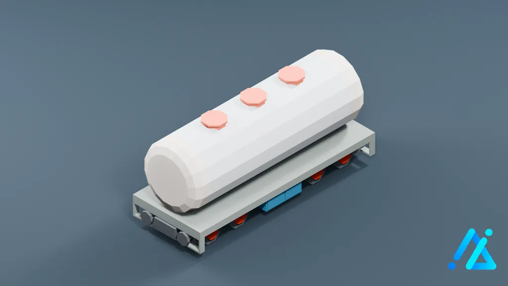 Low-Poly Railway Carriage 02 — 3D model preview