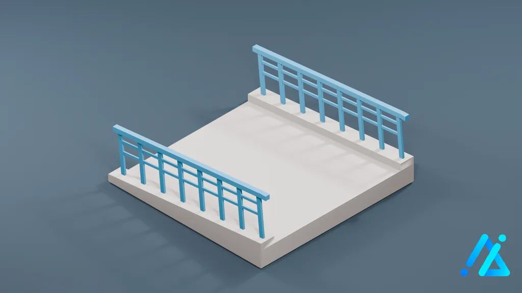 Low-Poly Pedestrian Ramp 01 — 3D model preview