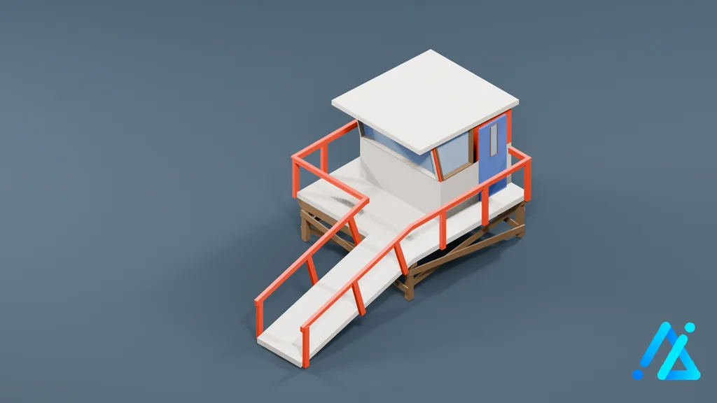 Low-Poly Lifeguard Tower 01 — 3D model preview