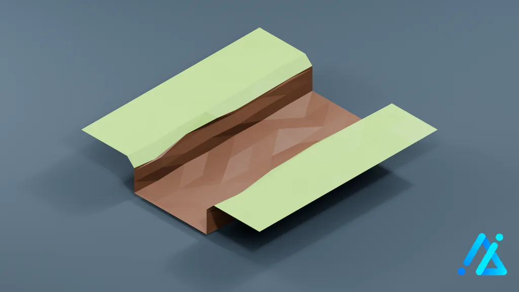 Low-Poly River Terrain Piece 01 — 3D model preview