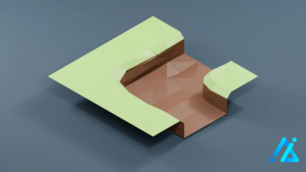 Low-Poly River Terrain Piece 02 — 3D model preview