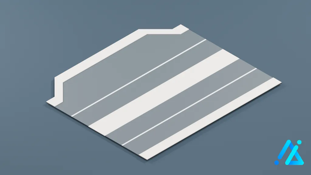 Low-Poly Road Section 022 — 3D model preview