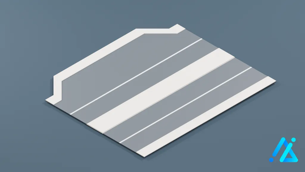 Low-Poly Road Section 051 — 3D model preview