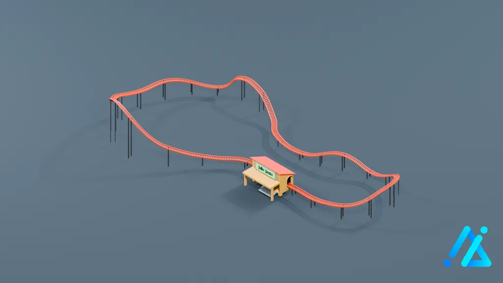 Low-Poly Roller Coaster Track 01 — 3D model preview