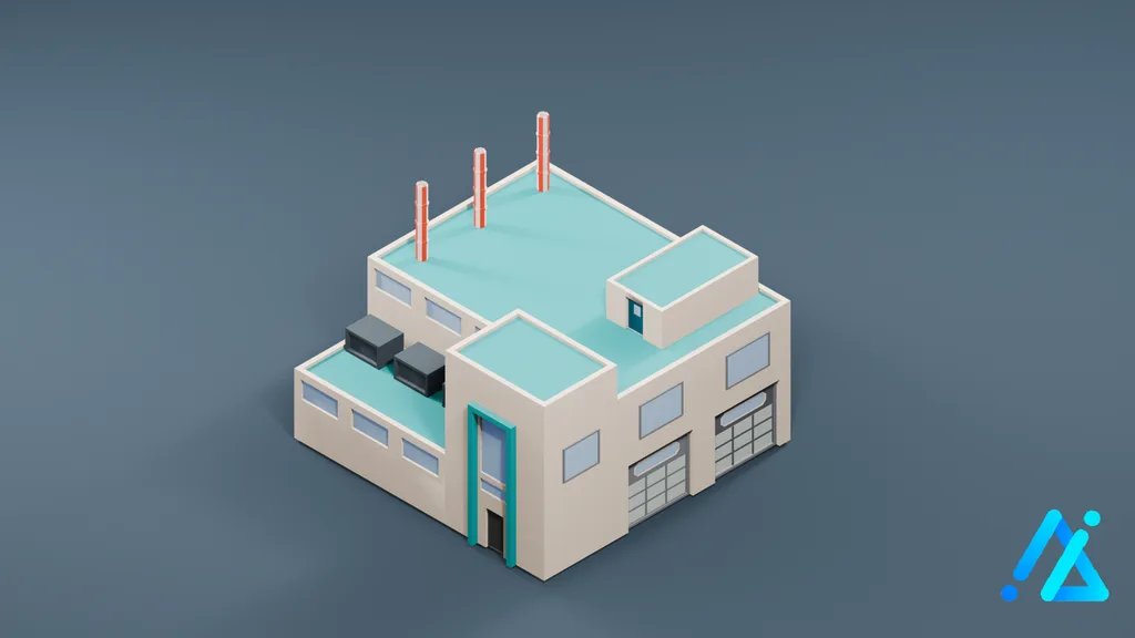 Low-Poly Utility Building 01 — 3D model preview