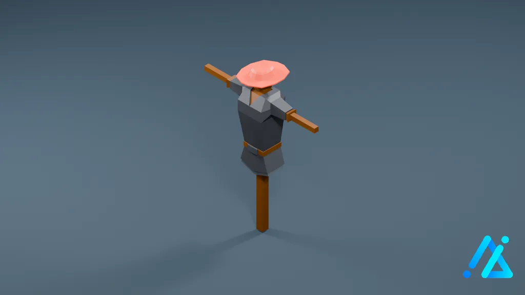 Low-Poly Farm Scarecrow — 3D model preview