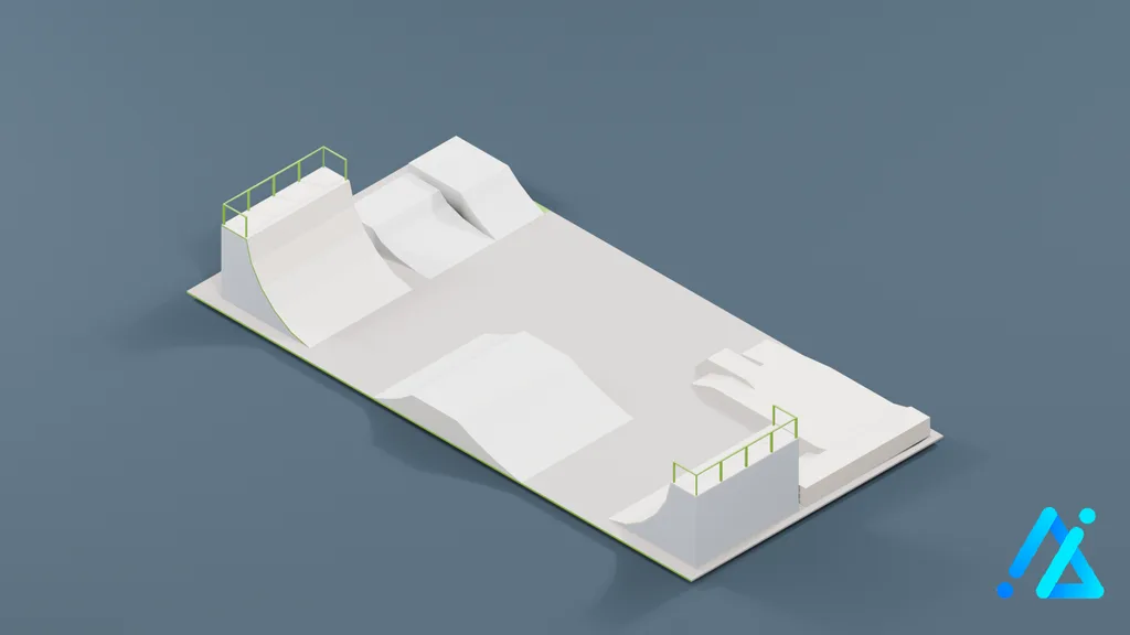 Low-Poly Skate Park Module 02 — 3D model preview