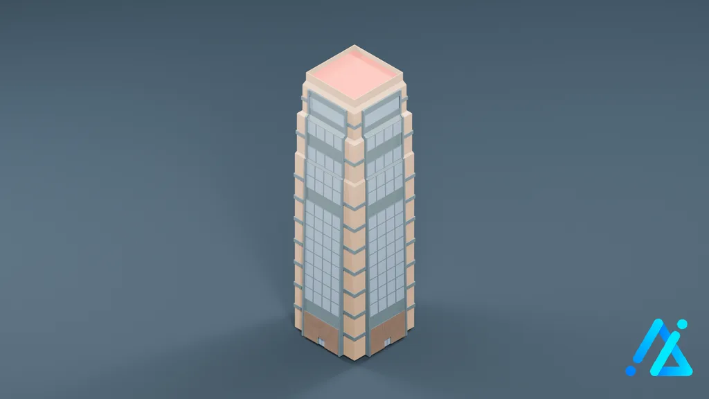 Low-Poly Skyscraper Building 05 — 3D model preview