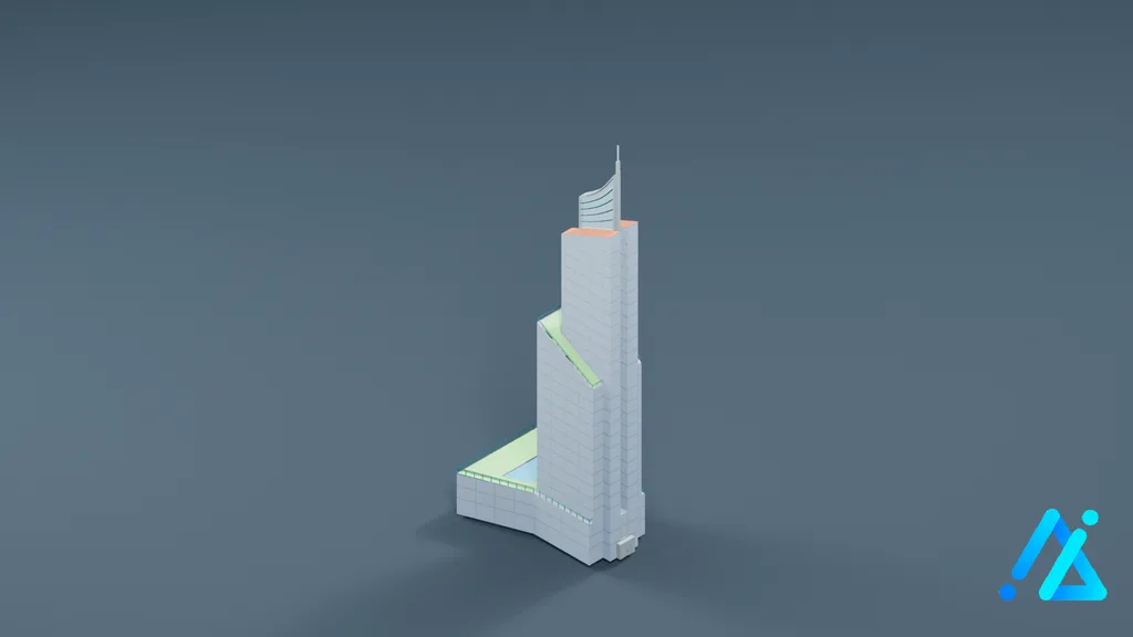 Low-Poly Skyscraper Building 07 — 3D model preview