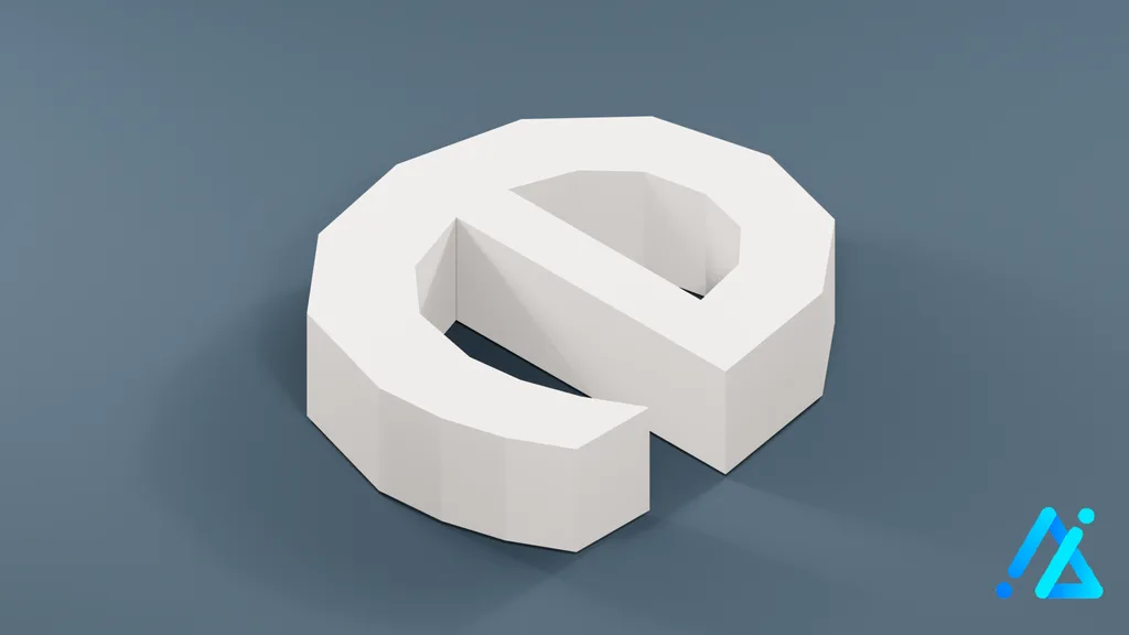 Low-Poly Small Alphabet Letter e — 3D model preview