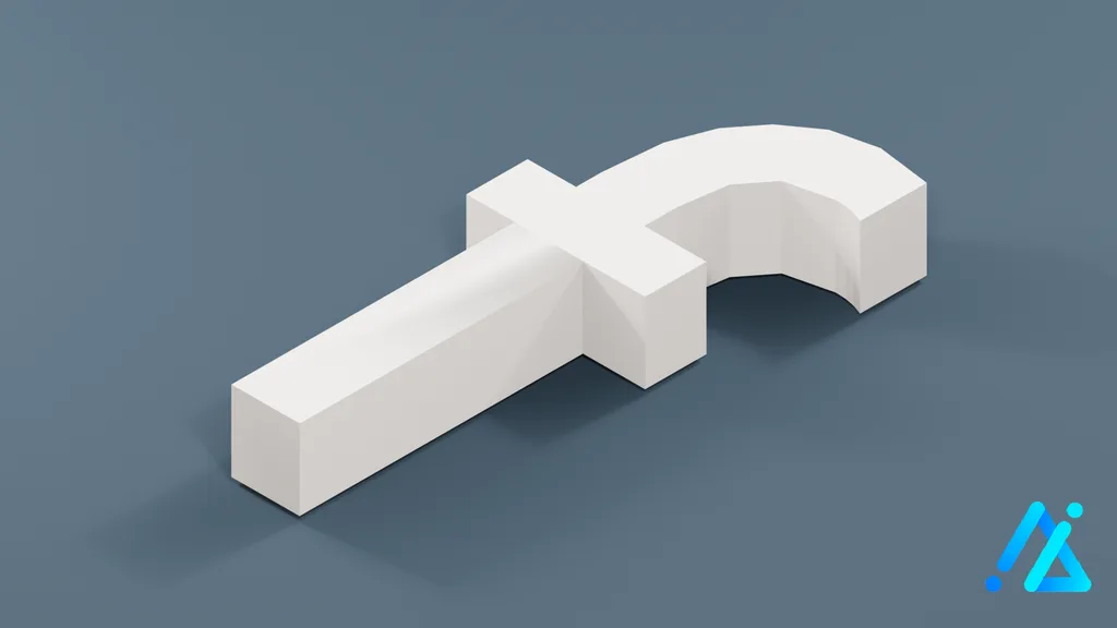 Low-Poly Small Alphabet Letter f — 3D model preview