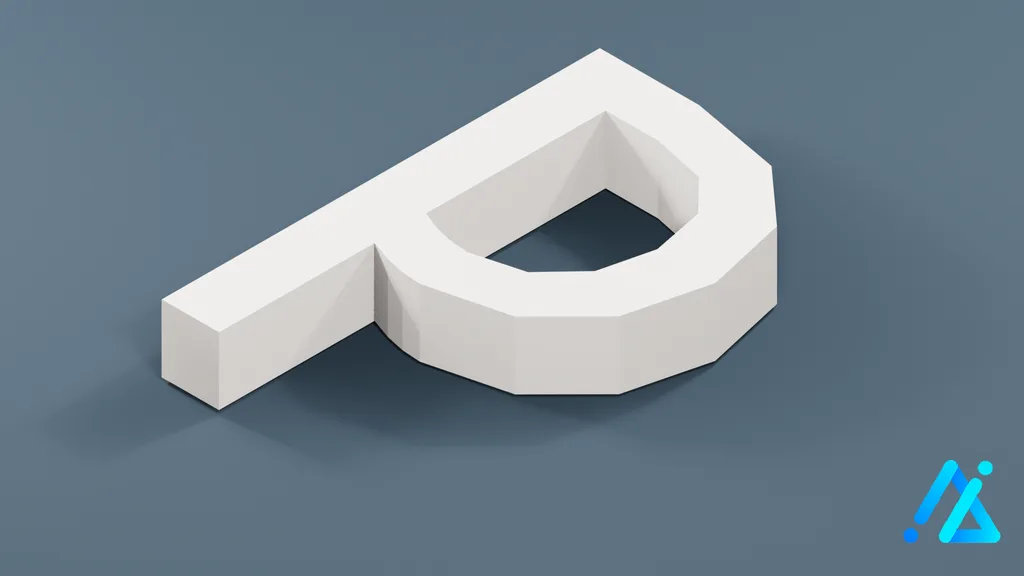 Low-Poly Small Alphabet Letter p — 3D model preview