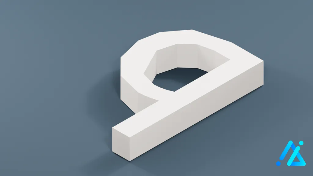 Low-Poly Small Alphabet Letter q — 3D model preview