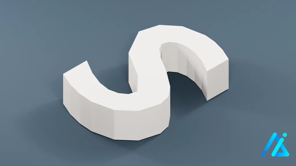 Low-Poly Small Alphabet Letter s — 3D model preview
