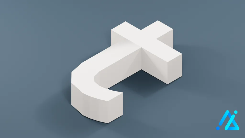 Low-Poly Small Alphabet Letter t — 3D model preview