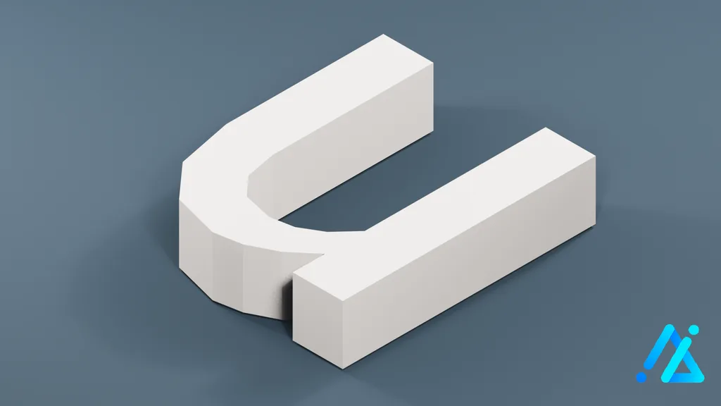 Low-Poly Small Alphabet Letter u — 3D model preview