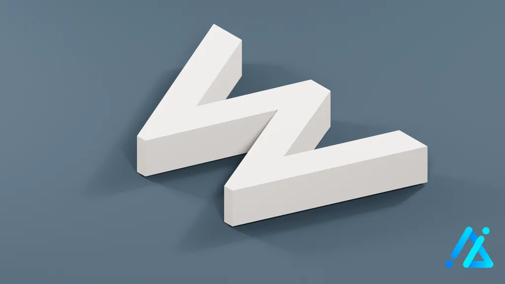 Low-Poly Small Alphabet Letter w — 3D model preview