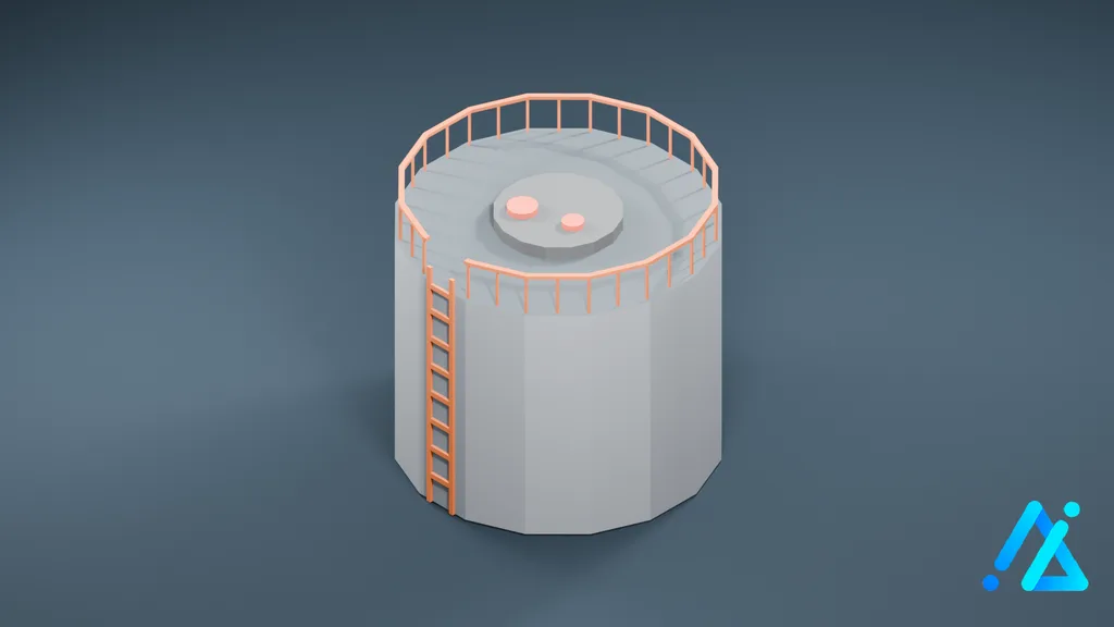Low-Poly Storage Tank 01 — 3D model preview