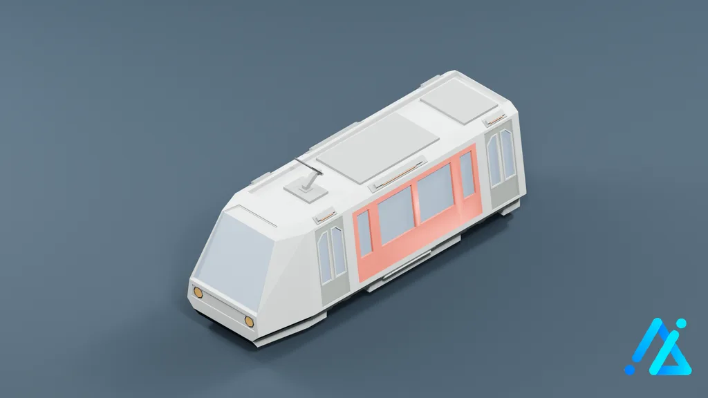 Low-Poly Electric Train 01 — 3D model preview