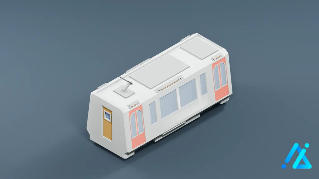 Low-Poly Electric Train 02 — 3D model preview