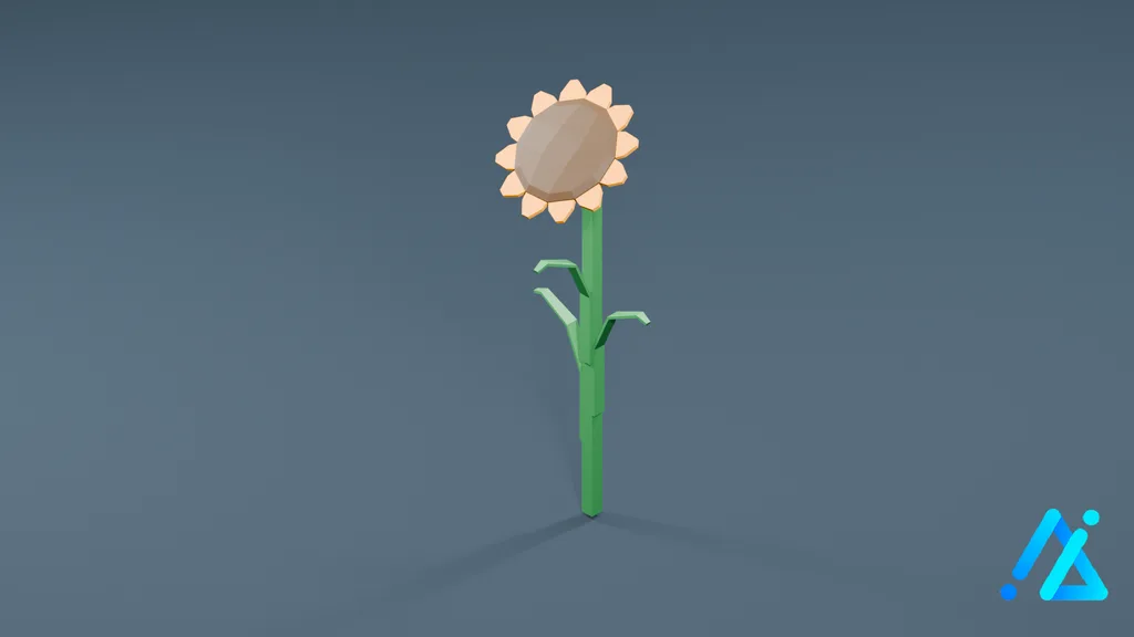 Low-Poly Sunflower — 3D model preview