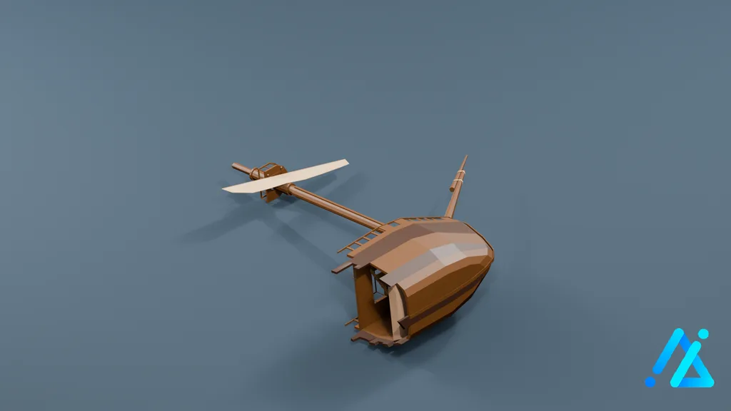 Low-Poly Sunken Wooden Ship — 3D model preview