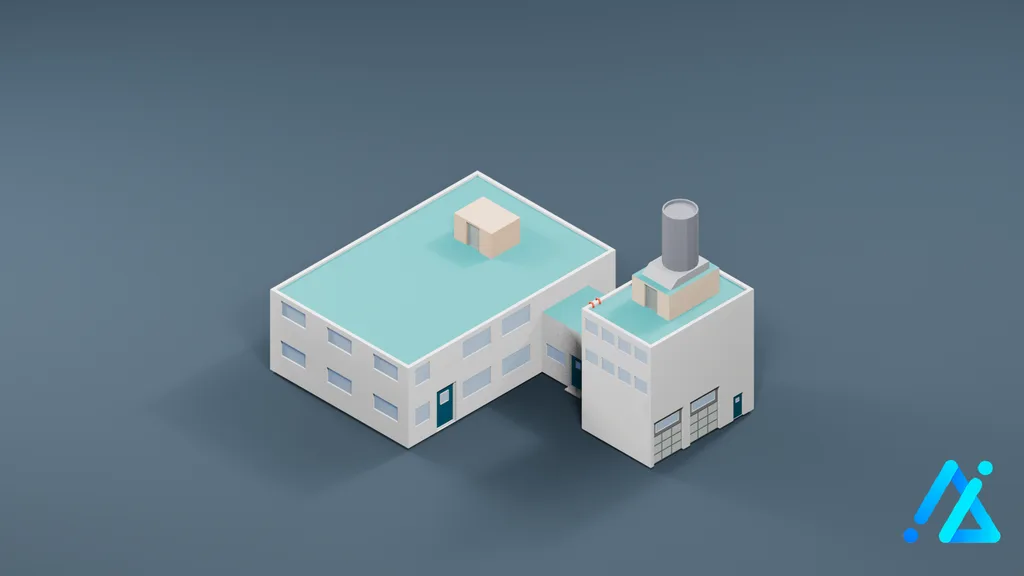 Low-Poly Power Station Building 01 — 3D model preview