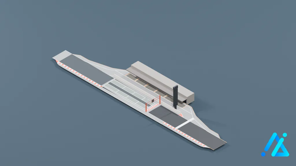 Low-Poly Start-Finish Track Section SM_track_start_finish — 3D model preview