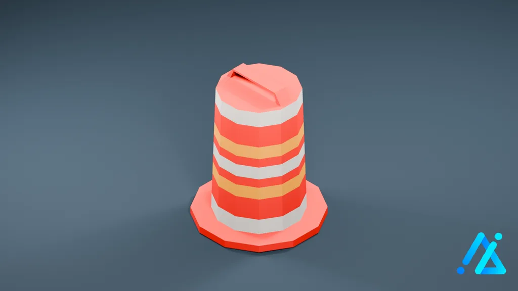 Low-Poly Traffic Cone 01 — 3D model preview
