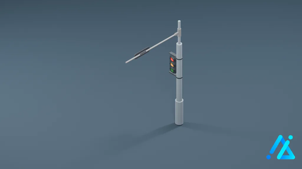 Low-Poly Traffic Signal Pole 01 — 3D model preview