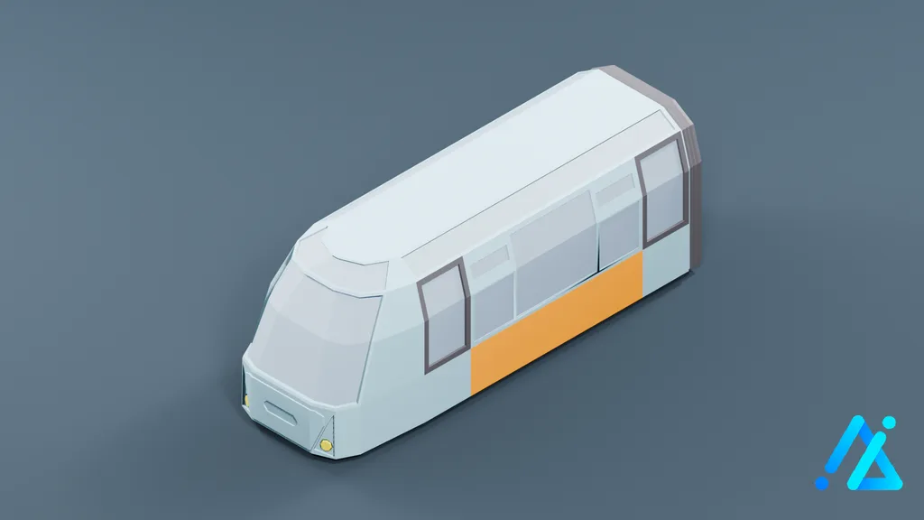 Low-Poly Tram Car 01 — 3D model preview