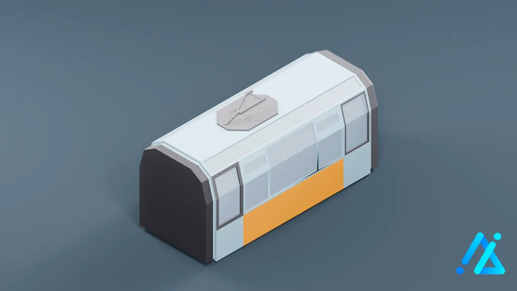 Low-Poly Tram Car 02 — 3D model preview