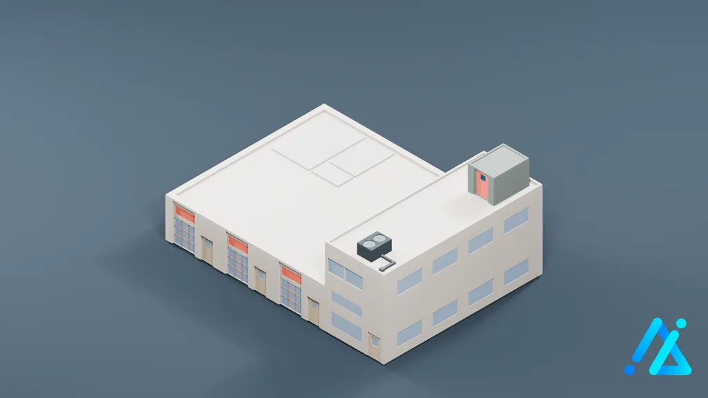 Low-Poly Tram Depot 01 — 3D model preview