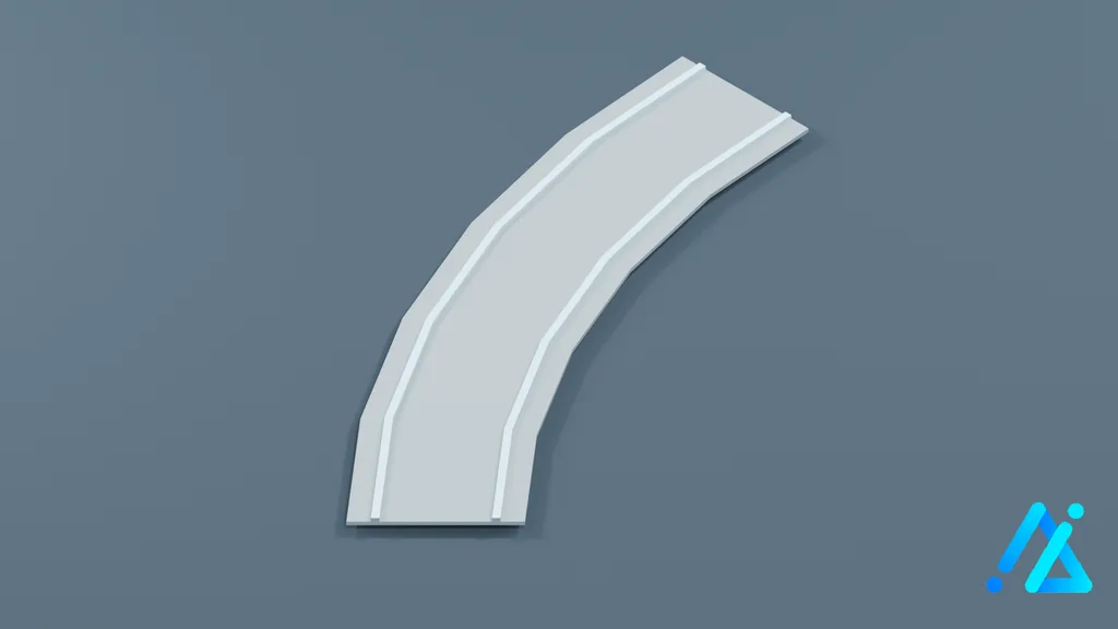 Low-Poly Tram Rail Section 04 — 3D model preview
