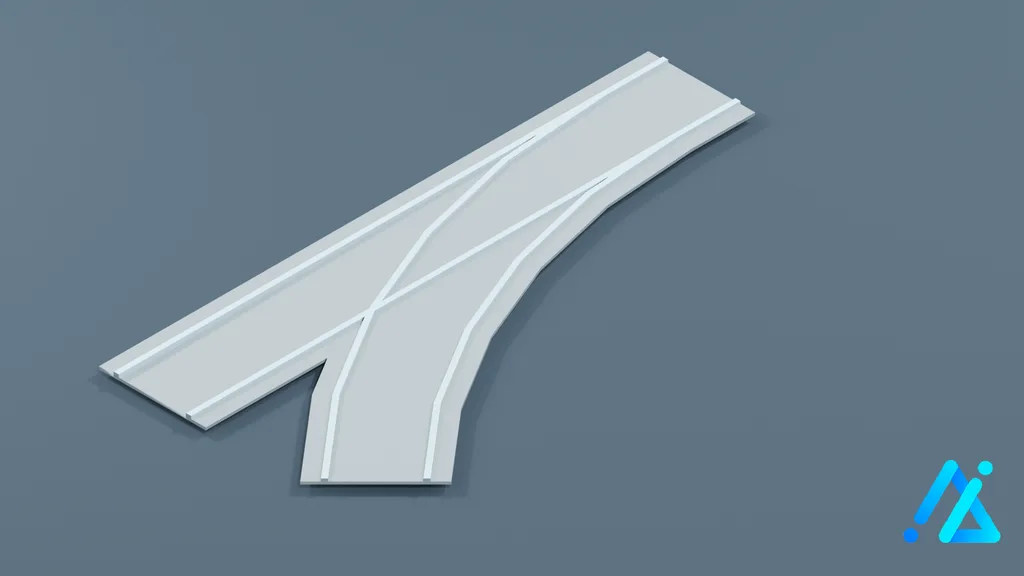 Low-Poly Tram Rail Section 07 — 3D model preview