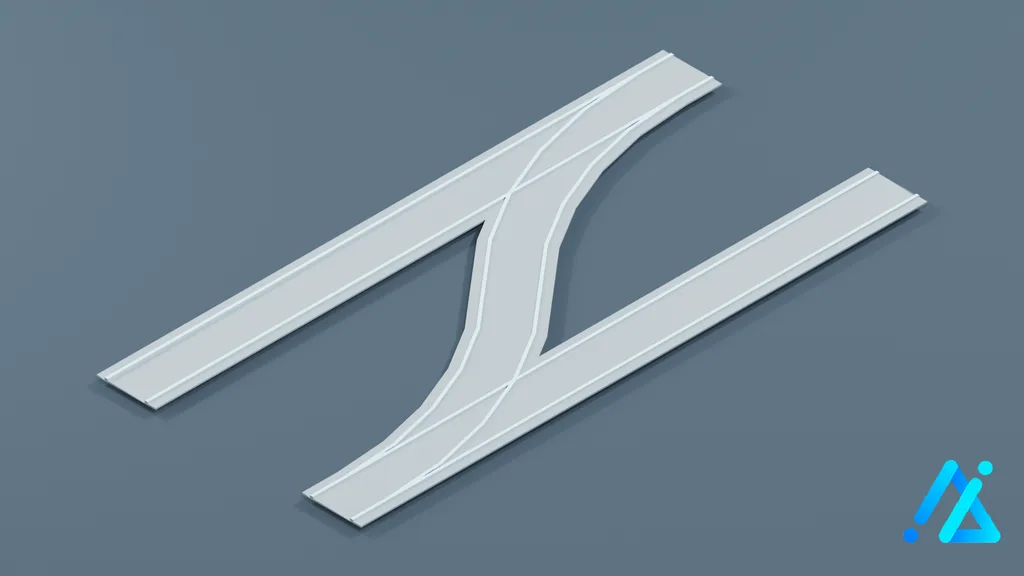 Low-Poly Tram Rail Section 08 — 3D model preview
