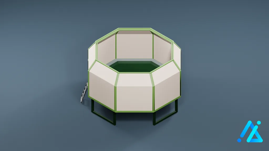 Low-Poly Round Trampoline 01 — 3D model preview
