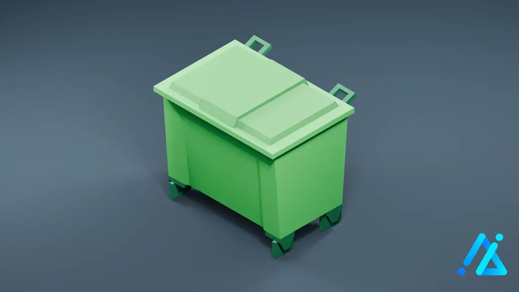 Low-Poly Waste Bin 01 — 3D model preview
