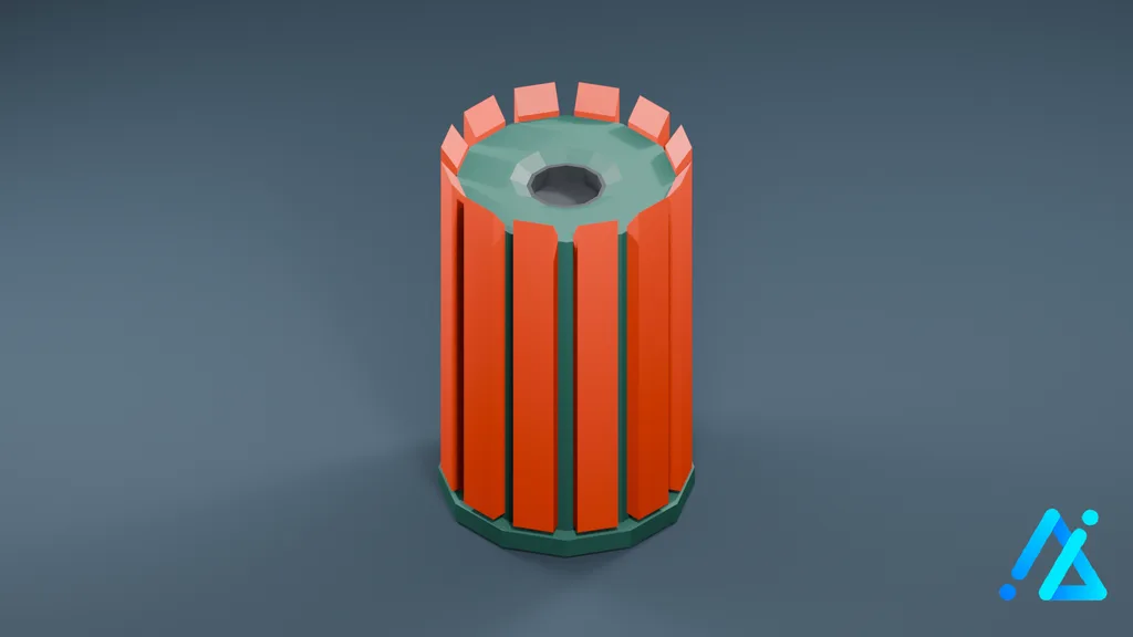 Low-Poly Waste Bin 03 — 3D model preview