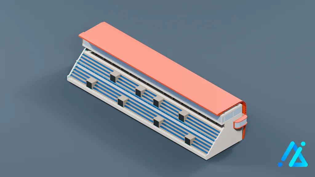 Low-Poly Grandstand SM_tribunes — 3D model preview