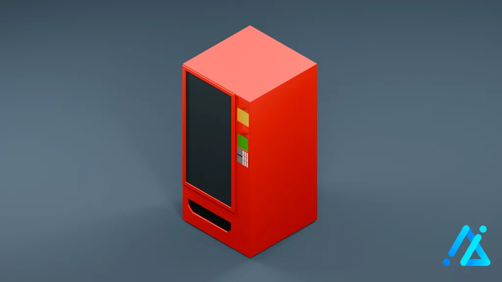 Low-Poly Red Vending Machine — 3D model preview
